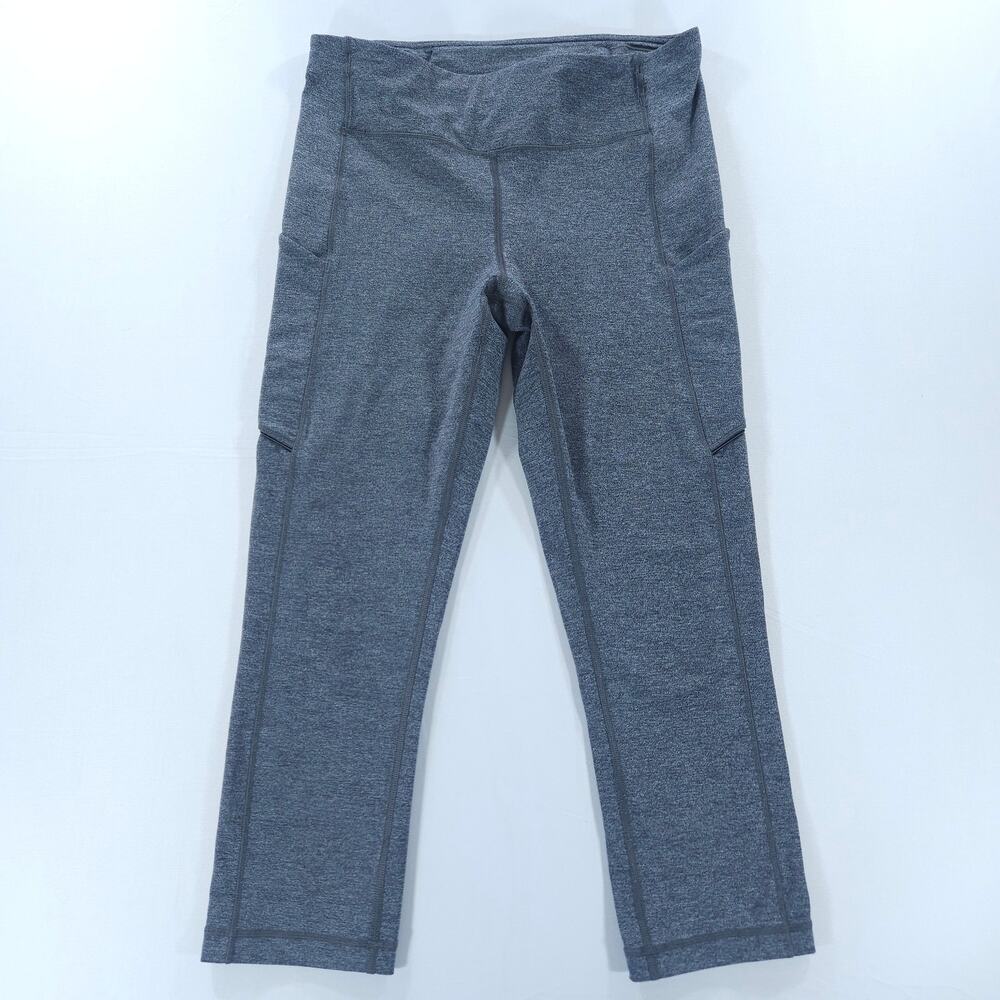 Lululemon Women's High Rise Crop Leggings Size 8 Heather Gray Side Zip Pockets